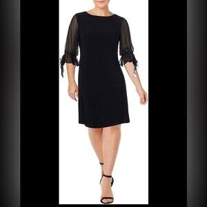 RALPH LAUREN| Black Georgette Sheath Dress